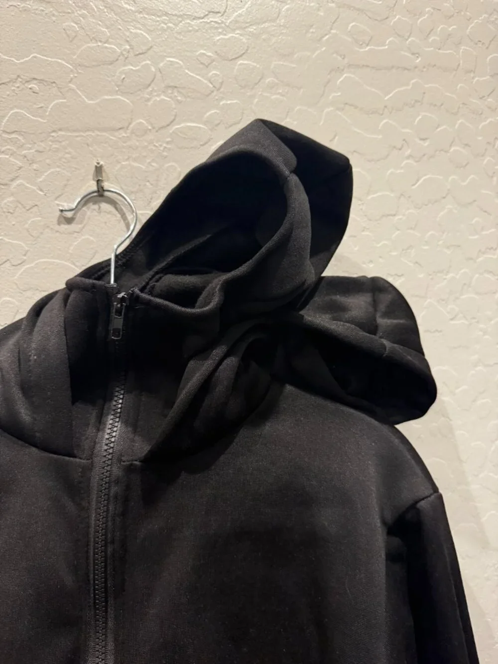 Kids Black Ski Jacket with Built-In Face Mask Hood